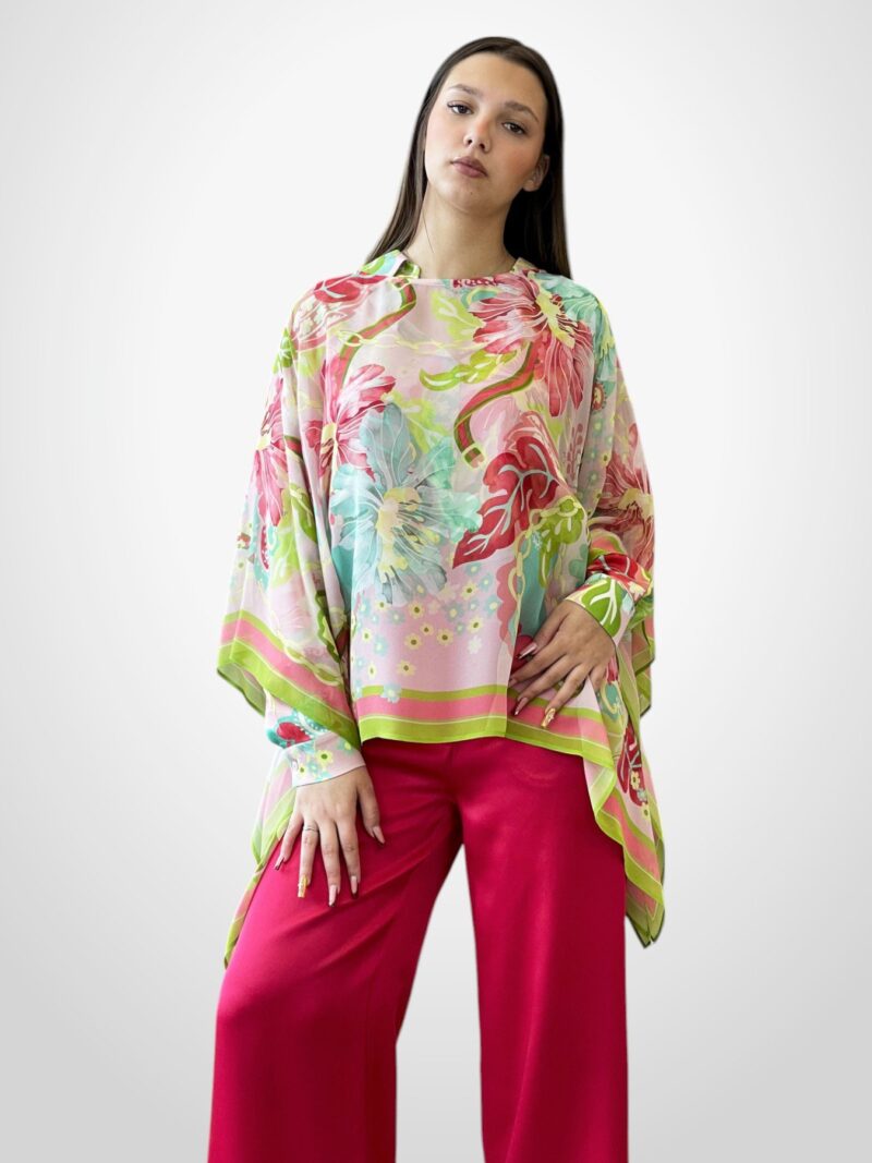 Poncho fluido stampa floreale