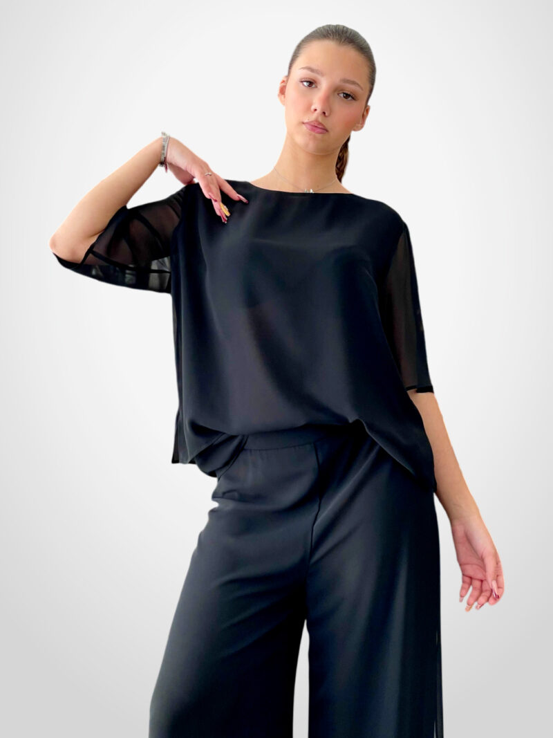 Blusa in chiffon mezza manica