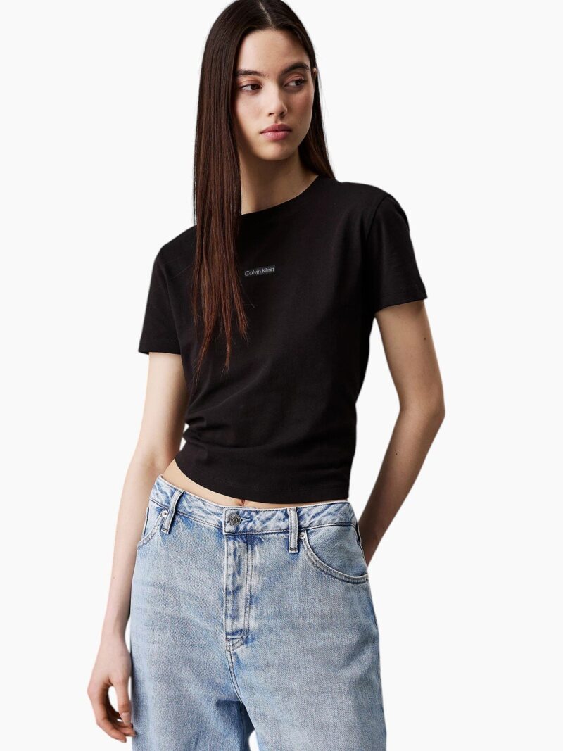 T-shirt slim fit corta con monogramma