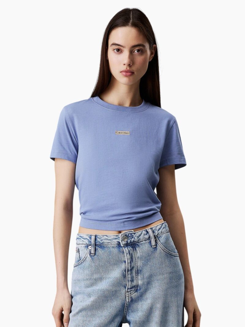 T-shirt slim fit corta con monogramma