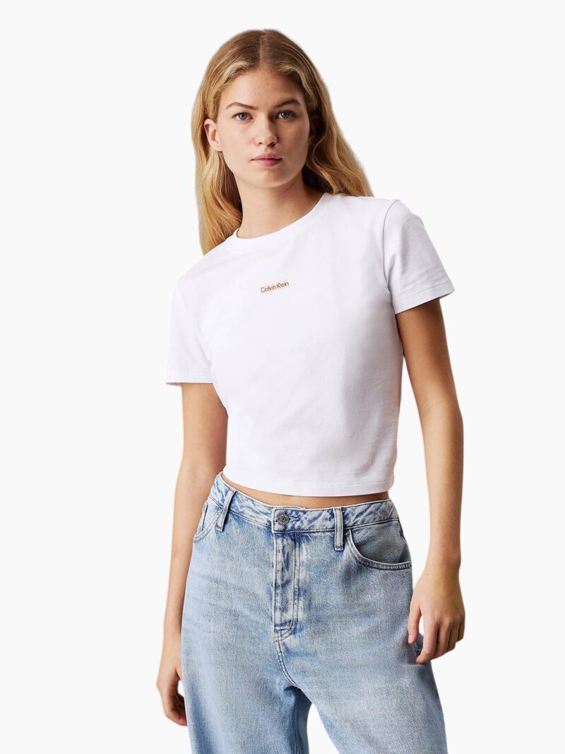 T-shirt slim fit corta con monogramma